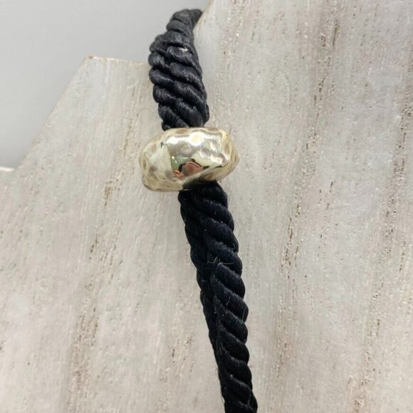 Vintage Renaissance Set Black Cord Choker 15" Necklace Clip On Earrings Two Tone - Picture 7 of 15